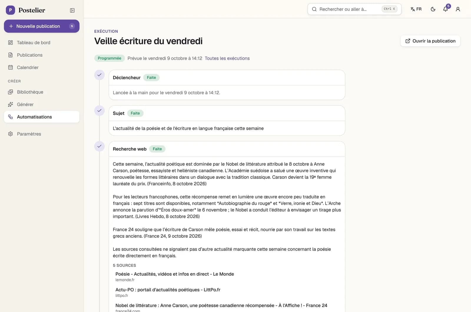 Une automatisation, étape par étape